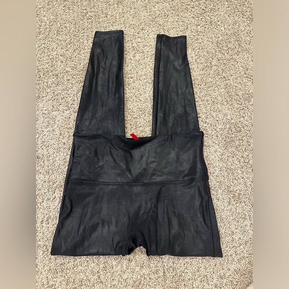 Spanx faux leather leggings black size large women’s